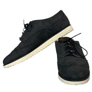 Dark Gray Wingtip Oxford Shoes men’s 8.5 — Faux Leather, Lightweight EVA Sole